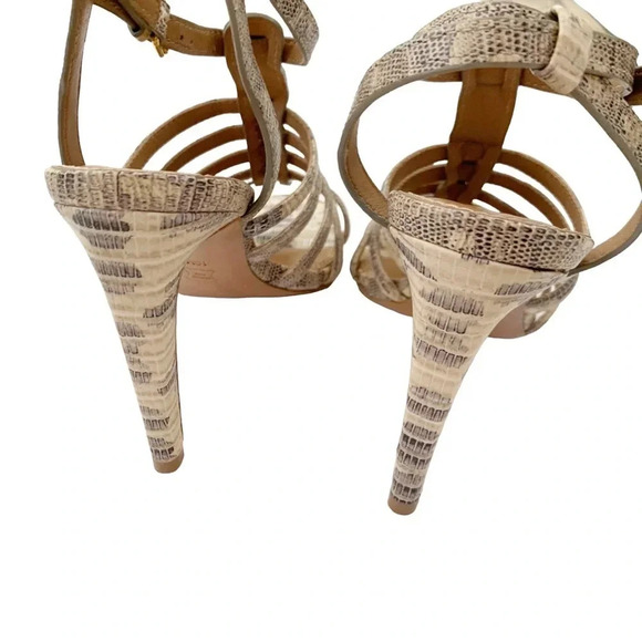 New TORY BURCH Charlene Lizard Print Sandal Heel Size 10 - Picture 6 of 11